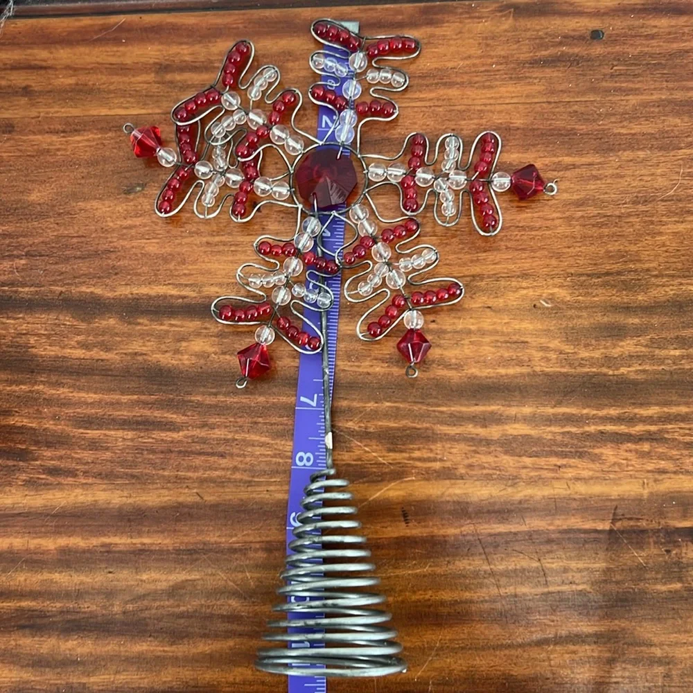 Restoration Hardware Red and Clear Beaded Tree Topper